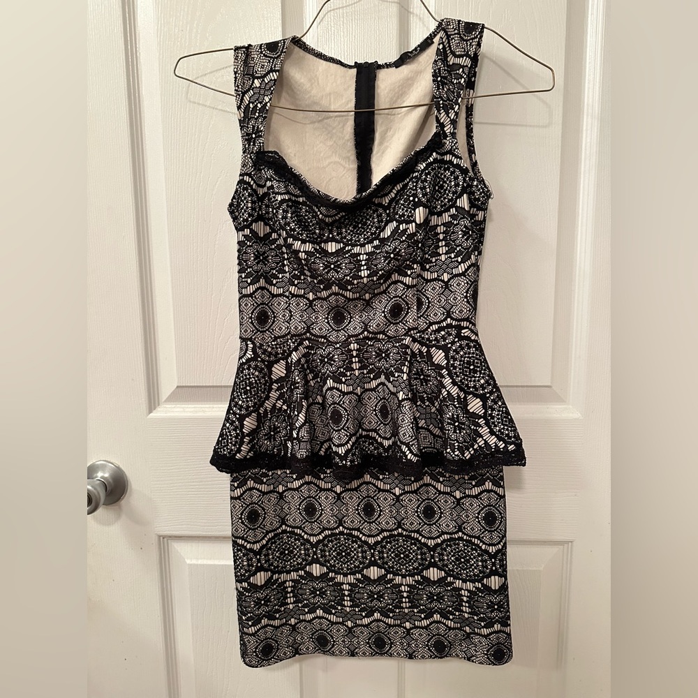 Black and white peplum dress
